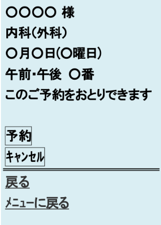 この時点で予約は確定していません。「予約」を選択すると予約が確定します